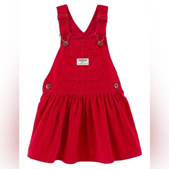 OshKosh girls toddler red Corduroy Overall dress Jumper 5T - Picture 1 of 8
